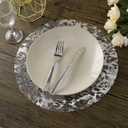 Disposable Silver Placemats Set of 100 Silver Doilies Charger Round Metallic Glitter Foil Pressed Dining Table Decoration Centerpieces for Party Wedding Birthday