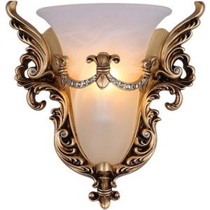 Unique Glass Wall Sconce Light Vintage Glass Wall Light Angel Wings Style Mid Century Modern Wall Light Frosted glassWall Sconce Gold Resin Light Fixture for Dining Room Hallway Bedroom