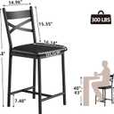 IDEALHOUSE 26 Inch Bar Stools Set of 4, Upholstered Bar Chairs with Back, Thick Cushion, Counter Height Barstools for Kitchen Island Apartment Counter Bar (4)