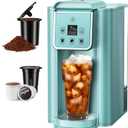 SHARDOR Single Serve Coffee Maker, Hot and Iced Coffee Machine for K Cup Pods & Ground Coffee, 6 to 14 oz Brew Sizes, 50 oz Removable Water Tank, Bold Brew Setting, Blue