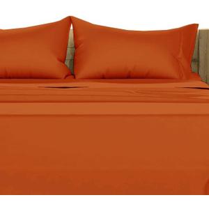 Linens Limited 4 Piece Sheet Set Queen Size 100% Egyptian Cotton 1000 Thread Count, Extra Soft, Hotel Luxury Bed Sheets 15" Inch Deep Pockets - Burnt Orange Solid