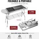 Portable Charcoal Grill, Large Outdoor BBQ Grill with Storage Shelf