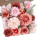 Terracotta Artificial Flowers Burnt Orange Flowers Combo Box Set with Fake Dahlias Roses Peonies Greenery for Wedding Bouquets Bridal Shower Centerpieces DIY Home Decor Baby Shower Thanksgiving Table