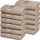 Belizzi Home Ultra Soft Cotton Washcloths, Contains 12 Piece Face Cloths 12x12 inch, Ideal for Everyday use Face Towels, Compact & Lightweight Multi Purpose Washcloths - Tan