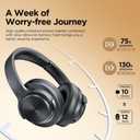 Hybrid Active Noise Cancelling Headphones, 130H Playtime, Wireless Over Ear Bluetooth Headphones, Hi-Res Sound, Deep Bass, Comfort Fit Ear Cups for Travel Home Office, Custom EQ via App, Black