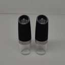 Sweet Alice Gravity Electric Pepper and Salt Grinder Set, Adjustable Coarseness, Battery Powered with LED Light, One Hand Automatic Operation, Stainless Steel Black, 2 Pack