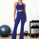 Sunzel Mini Flare Leggings for Women, High Waist Yoga Pants with Tummy Control, Casual Gym Workout Bootcut Leggings (Blue, S)