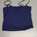 Womens Double Lined Crop Tank Top Adjustable Spaghetti Strap Camisole Fitted Summer Shirts Y2k Going Out Tops (Medium, Navy Blue)