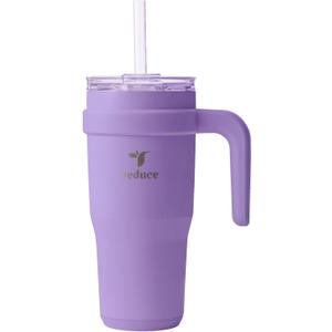 Reduce 24 oz Tumbler with Handle and Straw - Stainless Steel with Sip-It-Your-Way Lid - Keeps Drinks Cold up to 24 Hours - Sweat Proof, Dishwasher Safe, BPA Free Purple