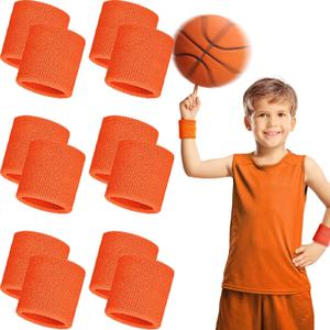 Bememo 12 Pack Wristbands Sweatband for Women Men, Neon Colored Sport Wrist Bands, Tennis Football Basketball Sweatbands, Moisture Wicking Arm Bands for Working Out