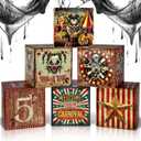 6 Pcs Large Halloween Creepy Carnival Decorations Circus Clown Box Horror Party Boxes Carnival Circus Theme Decorations for Horror Haunted House Party Supplies(Retro)