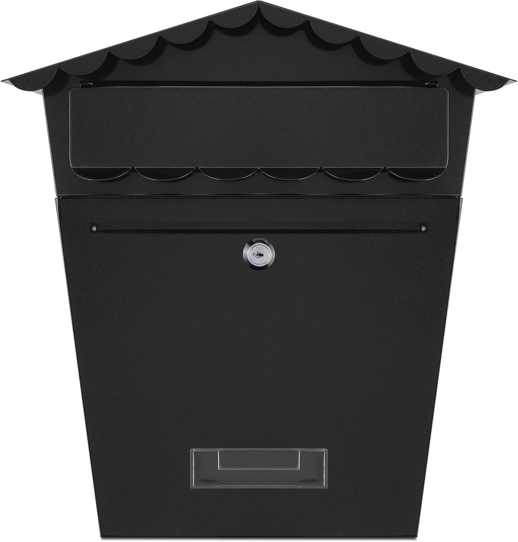 Serenelife Indoor & Outdoor Wall Mount Locking Mailbox | Secure Key & Lock Mechanism | Weather Resistant & Durable | Easy Access Metal Flap | Includes 2 Keys & Mounting Hardware | 13x14x5 IN