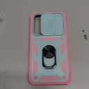 for Samsung Galaxy S24 Case Military Grade Drop Shock Protection Cell Phone Cover with Slide Camera Cover Built-in 360 Rotate Ring Stand for Galaxy S24 6.2 - Pink