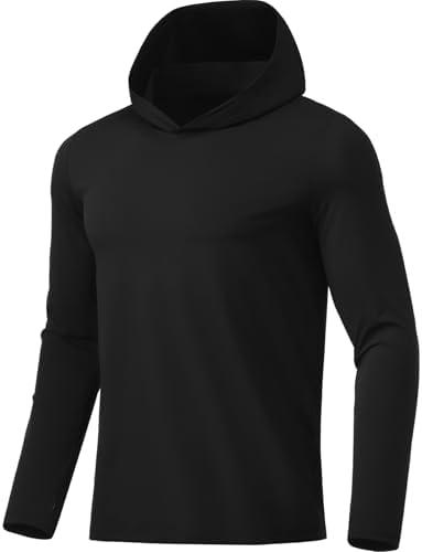 BANTREK Men Athletic Hoodies Long Sleeve Fishing Shirts UPF 50+ Sun Protection Dry Fit Wicking Hooded Running Shirts XL
