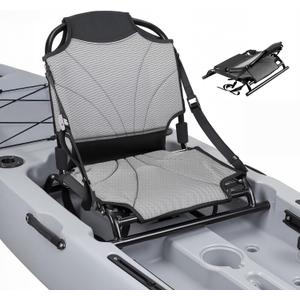 VEVOR Kayak Seat, 1 Pack 1.3" Raised Height, Universal Foldable Canoe Seat with Adjustable Back Support, Adjustable Straps, and Aluminum Alloy Frame for Sit-on-Top/Fishing/Inflatable Kayaks & Canoes