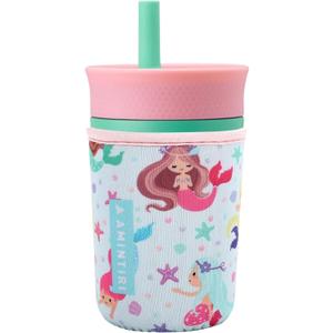 Amintiri Cute Sleeve for Owala Kids 12oz and Zak Cup 15oz, Neoprene Cover Compatible with Owala Kids Tumbler, Zak Cup, Water Bottle Scratch Resistant Sleeve for Boys Girls to School (Mermaid World)