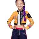 ACLGCSU Singer Costume for Girls, POP Group Costume for Kids, Halloween Stage Star Cosplay Dress Up, 150