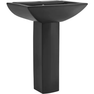 Sublime Square Two-Piece Pedestal Sink in Matte Black