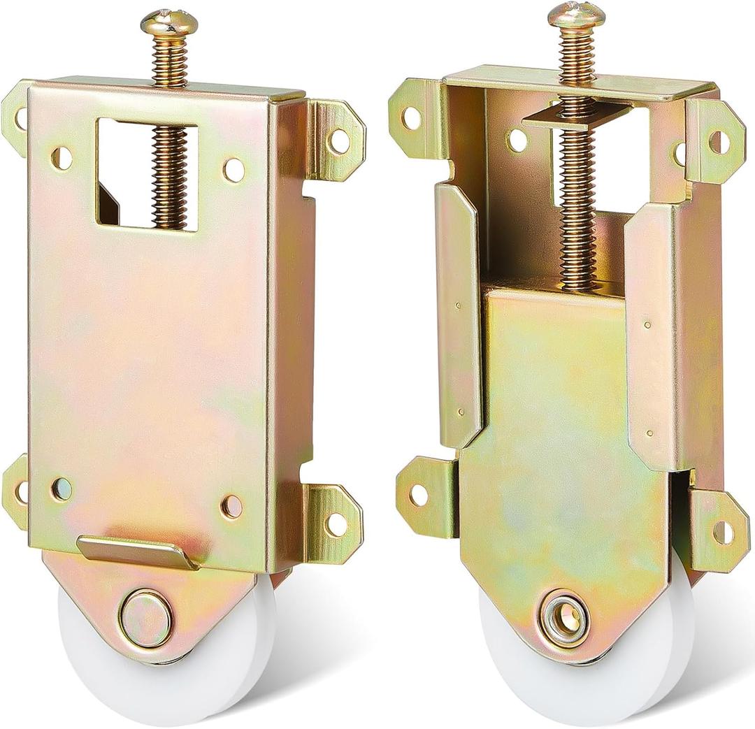 Therwen 2 Pcs 2-1/2 Inch Sliding Mirror Closet Door Roller Wheels Replacement Assembly 1-1/2 Inch Nylon Concaved Ball Bearing Wheels, Sliding Glass Screen Door Hardware Fits