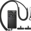 BXYJY for Samsung Galaxy S25 Ultra Case with Strap, Crossbody Cell Phone Lanyard for Women Men, Wallet Card Holder, Military Grade & Camera Protection, Heavy Duty Case for Samsung S25 Ultra, Black