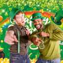 2 x Happy St.Patrick's Day Backdrop Lucky Green Shamrock Lrish Rainbow Photography Background Spring St. Patrick's Day Party Decorations Baby Shower Photo Booth (7X5FT)
