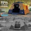 EVER ADVANCED Blackout Design 6 Person Camping Tent with 80 sq.ft Massive Vestibule, Large Mesh Screen Room, 81in Tall Expanded Headroom, Blackout Coating, 4000mm Water-Resistant Compact Orange Black