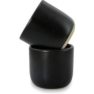 roro Handcrafted Matte Black Ceramic Tea & Coffee Sipper Cups, 8 oz - Set of 2, Artisan Stoneware, Lead-Free, Microwave & Oven Safe