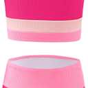 Haloumoning Girls Swimsuits Bikini Set Adjustable Straps Two Piece Color Block Girls' Swimwear with Chest Pad 5-14 Years (13-14 Years, Hot Pink)