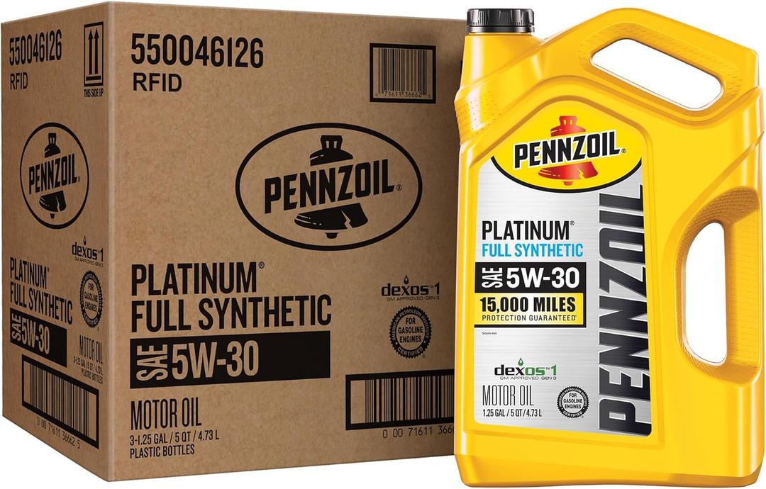Pennzoil Platinum Full Synthetic 5W-30 Motor Oil (5-Quart, Case of 3)