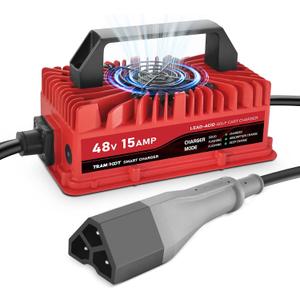 15 Amp Golf Cart Charger for 48 Volt EZGO RXV & TXT Lead Acid Battery with Upgraded 3-Pin Triangle Plug