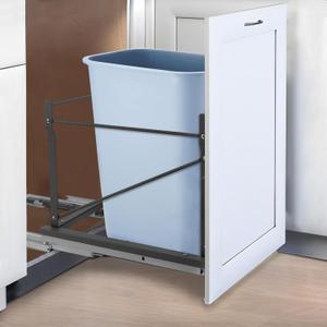 Ancaixin Pull Out Trash Can Under Cabinet, Cabinet Trash Can Pull Out Kit with Door Mounting Kit for Kitchen, Under Sink Shelf with Soft-Close Slides, Garbage Can Not Included (Single)