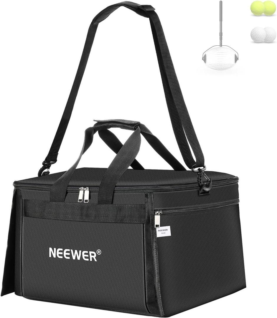 NEEWER Tennis Ball Hopper, Pickleball Retriever Collector Basket Cart Holder Tennis Court Equipment Accessory for Training Teaching, 15.7"x11.8"x11"/40x30x28cm