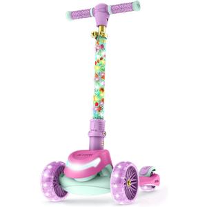 Jetson Character Kids Kick Scooter, LED Lights on Stem & Light-Up Wheels, Lightweight Frame, Height-Adjustable Handlebar, Lean-to-Steer System, Easy-Fold Mechanism (Princess Pink)