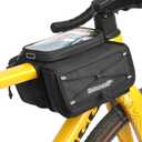 Rhinowalk Bike Front Frame Bag Bicycle Top Tube Frame Storage Waterproof Bicycle Handlebar Bag Fit Smartphone Professional Cycling Accessories-Black