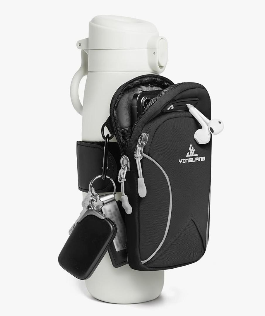 Gym Water with Phone Holder & Wallet, Water Bottle Caddy Versatile Sleeve Bag for Running Sports & Daily Use