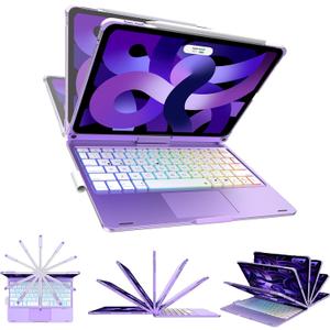 D DINGRICH Touch iPad Pro 11 Case with Keyboard 4th/3rd/2nd/1st Generation, Magic 360Rotatable & Swivel Bluetooth Keyboard with Trackpad, 7 Backlight Color with Pencil Holder for iPad Air 5th/4th Gen