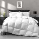 APSMILE Luxury All Season Down Feather Fibers Comforter Full/Queen Size Duvet Insert - 100% Organic Cotton, High Fill Power Medium Warmth, (Ivory White, 90X90)