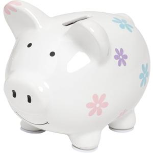 Kate & Milo Mini Ceramic Floral Piggy Bank  Baby Girl Coin Bank for Toddlers, Kids Savings Bank, Perfect, Nursery Dcor Keepsake