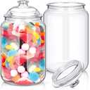 Nuogo 2 Pcs 1.5 Gallon 192 oz Candy & Cookie Jar Plastic Jars with Lids Decorative Apothecary and Candy Buffet Container Clear Airtight Food Storage Canister (Classic Style)