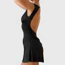 LOFAAC Women Sexy V Neck Backless Bodycon Mini Dress Slim Fit Sleeveless Ruched Formal Going Out Short Dress 2025 Summer (Black)