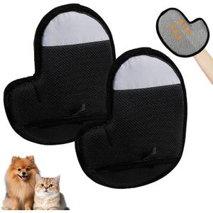 2 x 2Pcs Electrostatic Pet Hair Removal Gloves, Reusable Pet Hair Remover Glove for Cats & Dogs, Brush Static Grooming Gloves for Couch, Furniture, Carpet, Car Seat, Curtain
