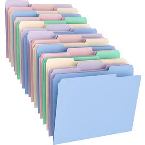 Habgp 18 Pcs Manilla Folders 8.5 x 11 Inch, 1/3-Cut Tab Colored File Folders Letter Size, Plastic Folders Aesthetic, School Business Office Manila Folders for Documents Paper
