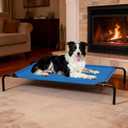 STARLATTA Elevated Cooling Dog Bed for Large Dogs,Waterproof Outdoor Pet Cot with Washable Breathable Mesh,Non-Slip Feet,Comfortable Dry Raised Dog Bed,50.8 x 31 x 8 Inches,Blue
