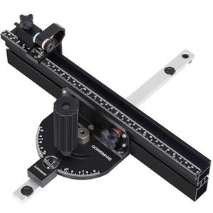 GOINGMAKE Compact Table Saw Miter Gauge with 360mm Fence and Multifunction Flip Stop and Positive Angle Stops, Miter Gauge for Table Saw Accessories, for Woodworking Cuts, Fits 3/4"x3/8" Slot