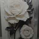 ZUGHRERF Vintage White Rose Canvas Wall Art Retro Abstract Flower Picture Painting Artwork Blooming Flowers Poster Print for Living Room Bedroom Bathroom Home Decoration Ready to Hang 24"X36"