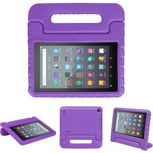Kids Case for Fire 7 Inch Tablet 9th/7th/5th Generation Tablet (2019/2017/2015 Release) Kid-Proof & Shockproof Case Sturdy Soft Durable EVA Protective Cover with Convenient Handle, Purple
