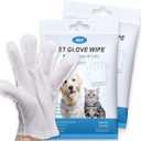 Dog and Cat Cleaning Gloves, Cleaning and Deodorizing Grooming Gloves, Dog and Cat Fur Face, Ears, Eyes, Paws Cleaner, Pet Grooming Wipes, Nourishing Fur, for Daily Care and Travel, No Rinse (Count of 12)