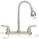 RV Kitchen Faucet,Camper Faucet Kitchen Replacement RV Sink Faucets with Flexible Arch 360 Swivel Rotatable Sprayer for Campers,Travel Trailers,Motorhomes,8 inch 2 Hole,Non-Metallic,Brushed Nickel