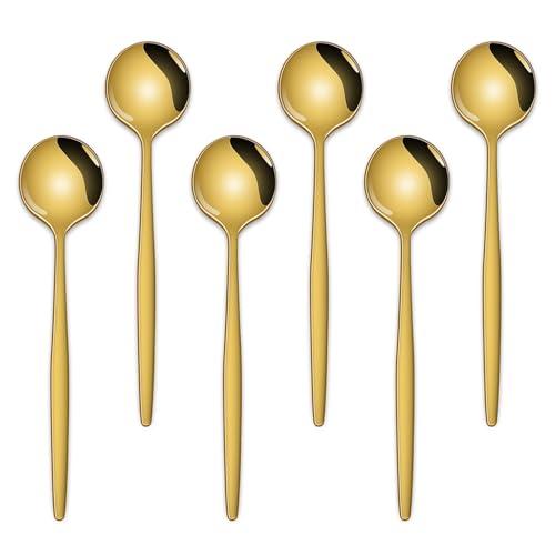 5.1 Inch Coffee & Tea Spoon,6 Pieces Gold Stainless Steel Teaspoon,Mini Spoons For Dessert And Coffee,Durable Demitasse Coffee Spoons For Dessert, Set of 3