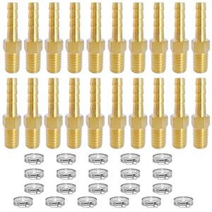 NICOLEKAY 20 Pcs Brass Hose Barb Fittings, 3/8 NPT to 3/8 Barb, Male Thread Hose Barb Adapter Connector NICOLEKAY 20 Pcs Brass Hose Barb Fittings, 3/8 NPT to 3/8 Barb, Male Thread Hose Barb Adapter Connector